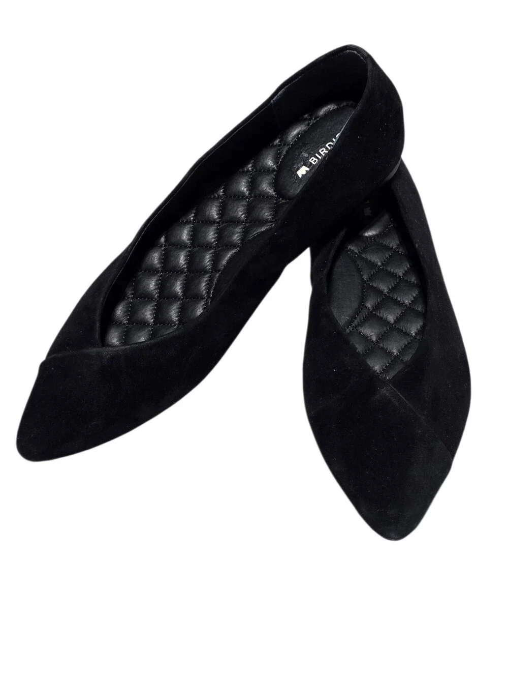 EUC BIRDIES THE GOLDFINCH BLACK SUEDE POINTED TOE COMFORT FLATS SZ 7